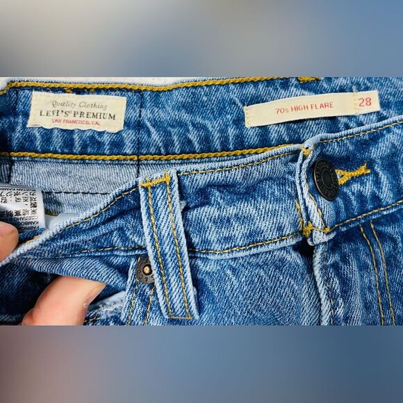 Levi’s Premium 70s High Flare Jeans 28x32 Stretch Denim EUC Retro Style - Picture 10 of 14